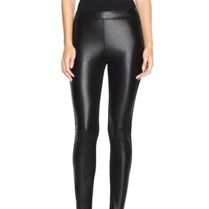 Leather front knit back leggings